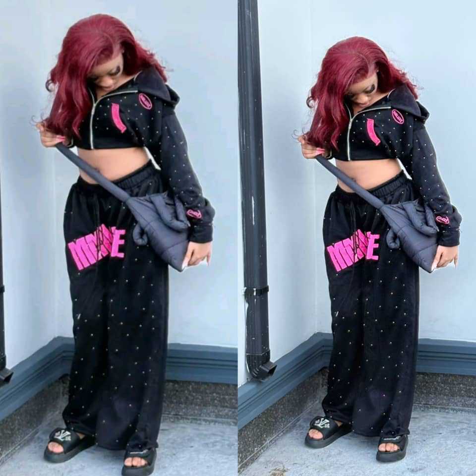 Fashion Street Casual Letter Print Shiny Beaded Tracksuit