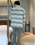 Men's Cotton Pajama Set Long Sleeve Top and Pants Comfortable Sleepwear Casual Home Lounge Wear for Spring and Fall