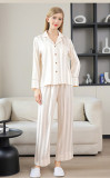 Ice Silk Couple's Pajamas Set Long Sleeve Nightwear for Men & Women