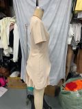 Summer Fashion Chic Dress Slim Waist Patchwork Pleated Dress