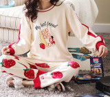 Women's Fall Two Piece Sleepwear Long-Sleeve Cotton Pajama Set Sweet and Cute Pullover Loungewear for Home