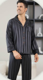 Ice Silk Couple's Pajamas Set Long Sleeve Nightwear for Men & Women