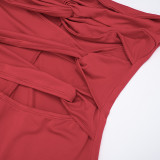 Women's Autumn Solid Color Strapless Sleeveless Hollow-Out Low Back Knot Jumpsuit