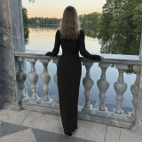 Autumn Winter Sexy Hollow-Out Design Slit Chic Long Dress