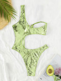 One-Piece Swimsuit Sexy Solid Color One-Shoulder Swimsuit