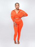 Fashion Casual Sportswear Women's Spring Autumn Solid Color Long Sleeve Zipper Slim Fit Two-Piece Pants Set