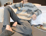 Men's Cotton Pajama Set Long Sleeve Top and Pants Comfortable Sleepwear Casual Home Lounge Wear for Spring and Fall