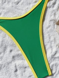 Patchwork Swimsuit Low Back Sexy Bikini
