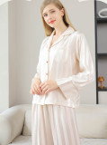 Ice Silk Couple's Pajamas Set Long Sleeve Nightwear for Men & Women