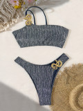 Lace-Up Swimsuit Low Back Strapless Sexy Bikini