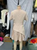 Summer Fashion Chic Dress Slim Waist Patchwork Pleated Dress