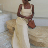 Square Neck Sleeveless Dress Women's A-Line Long Dress