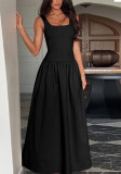 Square Neck Sleeveless Dress Women's A-Line Long Dress