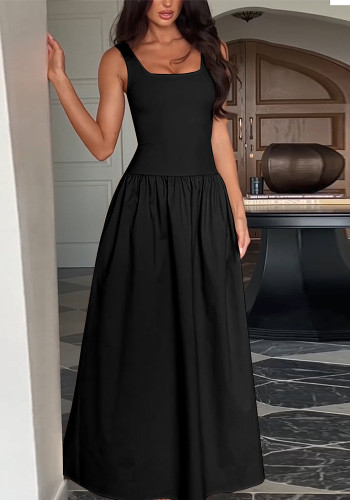 Square Neck Sleeveless Dress Women's A-Line Long Dress