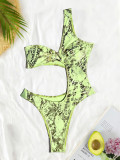 One-Piece Swimsuit Sexy Solid Color One-Shoulder Swimsuit