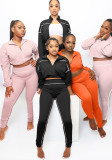 Fashion Casual Sportswear Women's Spring Autumn Solid Color Long Sleeve Zipper Slim Fit Two-Piece Pants Set