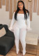 Women's Autumn Winter Solid Color Off-Shoulder Furry Long Sleeve Slit Leg Sim Tight Jumpsuit