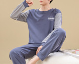 Men's Cotton Pajama Set Long Sleeve Top and Pants Comfortable Sleepwear Casual Home Lounge Wear for Spring and Fall
