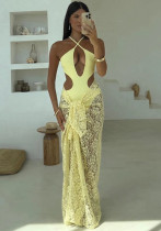 Women bikini V-neck sexy one-piece swimsuit dress