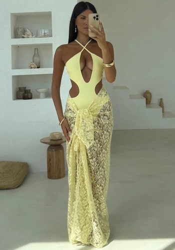 Women bikini V-neck sexy one-piece swimsuit dress