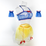 Women Halter Neck maid uniform Snow White see-through uniform with stockings sexy lingerie set