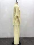 Plus-size African Women striped short-sleeved top and long pants casual two-piece set
