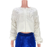 Women Sexy Printed Line Puff Sleeve Top
