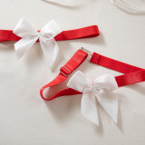 Women lace-up maid Pu-Leather cosplay uniform Sexy lingerie set