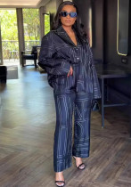 African Women Turndown Collar Long-sleeved printed shirt and wide-leg pants two-piece set African Women Turndown Collar Long-sleeved printed shirt and wide-leg pants two-piece set
