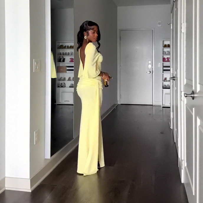 Women summer elegant backless sexy slit off-shoulder dress