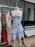 Women floral cascading ruffles dress