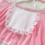 Women lace-up maid Pu-Leather cosplay uniform Sexy lingerie set