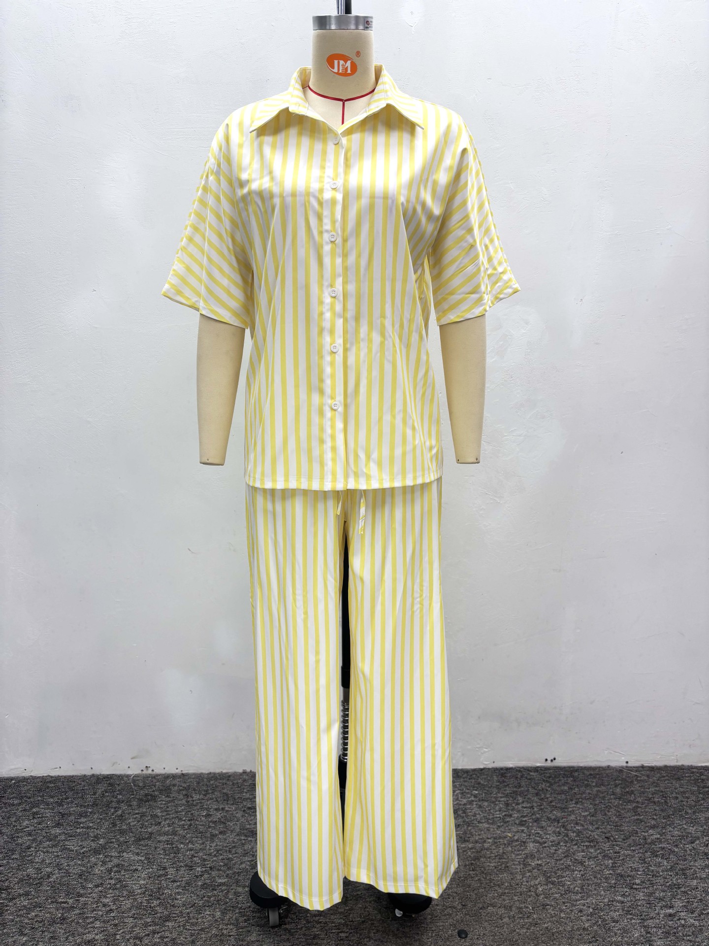 Plus-size African Women striped short-sleeved top and long pants casual two-piece set