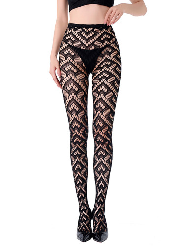 Women sexy stockings striped ripped see-through one-piece swimsuit Jacquard Pants