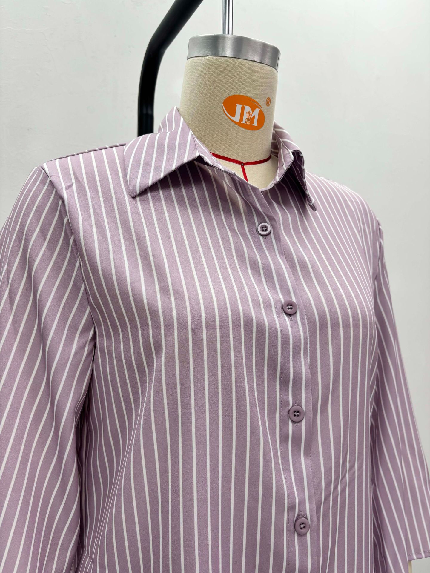 Plus-size African Women casual turndown collar striped shirt and wide-leg pants two-piece set