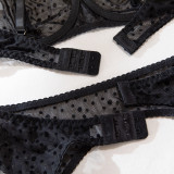 Women polka dot flocked gloves Sexy lingerie set