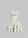 Women floral cascading ruffles dress