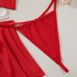 Women lace-up maid Pu-Leather cosplay uniform Sexy lingerie set