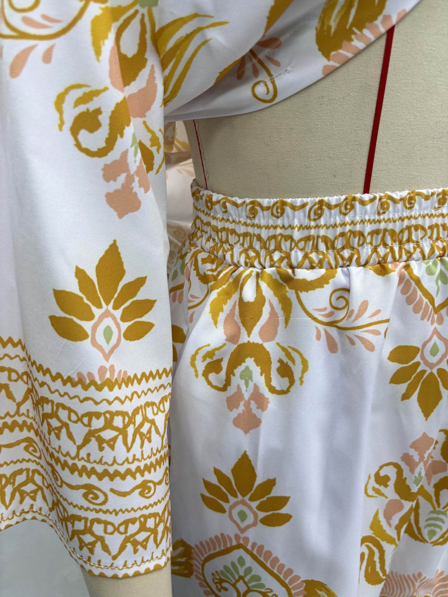 Plus-size African Women long-sleeved turndown collar printed shirt and wide-leg pants two-piece set