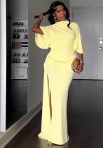 Women summer elegant backless sexy slit off-shoulder dress