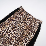 Women Fall/Winter Leopard Print Cropped Pants