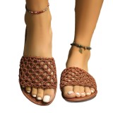 Women Outdoor Wear Summer Casual Flat Hollowout Solid Color One-Strap Sandals