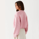 Fashion Autumn Winter Women Casual Solid Color Cardigan Knitting Sweater Coat