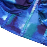 Women Printed Cropped Top and Skirt Two-Piece Set