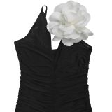 Fashion Women's Summer White Flower Strappy Maxi Dress