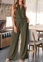 Summer Women's Openwork Halter Neck Top Wide Leg Pants Fashion Casual Linen Set Summer Women's Openwork Halter Neck Top Wide Leg Pants Fashion Casual Linen Set