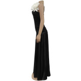 Fashion Women's Summer White Flower Strappy Maxi Dress