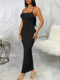 Women Sexy Strapless Solid Bodycon Maxi Dress