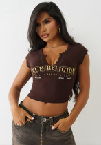 Women Short Letter Crop T-Shirt Top