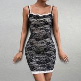 Women Summer Lace Strap Dress with Sexy Backless Bodycon Dress
